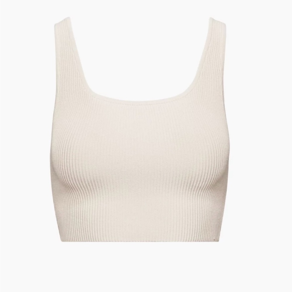 Aritzia Ribbed Crop Tank Top in Light Cream